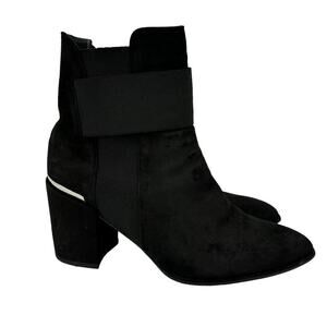 Stuart Weitzman Ankle Boots Size 8.5 Chelsea Block Heel Black Suede